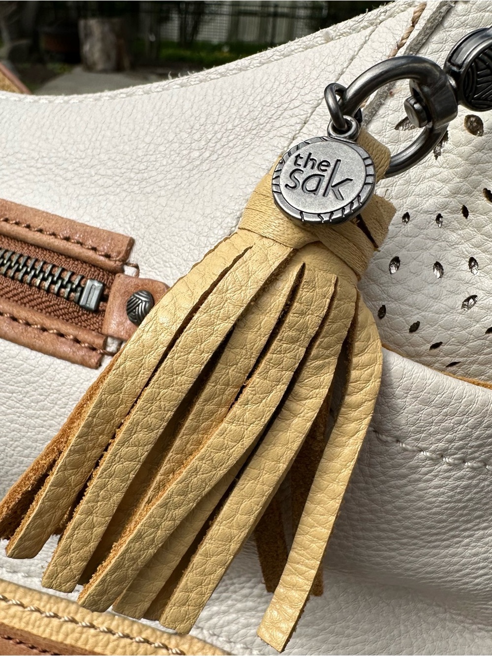The Sak Kendra Leather Two-Tone Hobo Bag in Cream and Tan - Picture 5 of 8